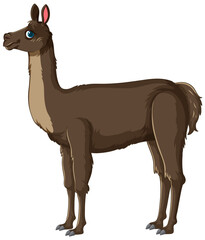 Vector graphic of a standing brown llama