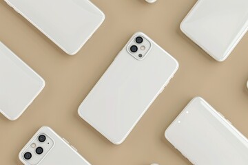 A professional mockup featuring white mobile phone mockups
