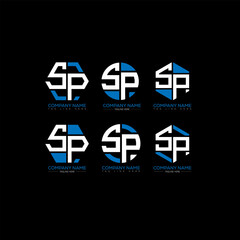 SP minimalist and classic logo set design.SP monogram polygonal and circle shape vector. SP unique design.