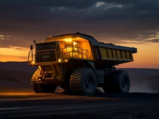 truck at sunset