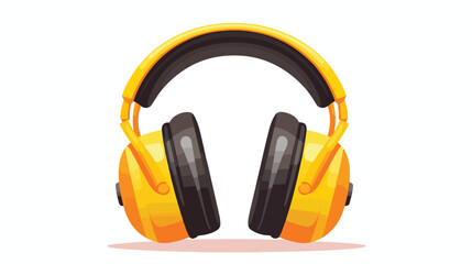 Protective ear muffs. Yellow headphones for constru