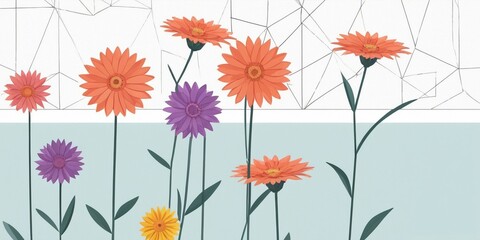 Floral background with daisies in pastel colors.