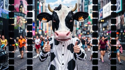 Whimsical Cow Costume Portrait Poster