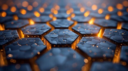 Geometric Textures: A 3D vector illustration of a hexagonal grid creating a honeycomb-like texture