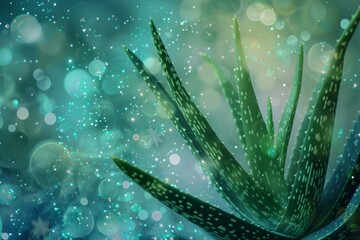 Aloe vera leaves imbued with elements of the universe which symbolizes our connection to the universe.
