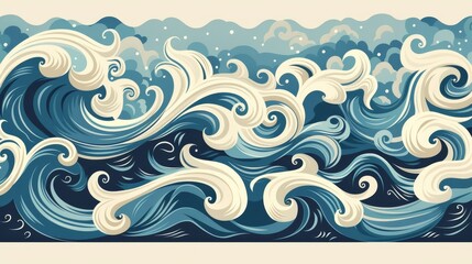 Patterned Borders: A vector graphic featuring a border with a pattern of stylized waves