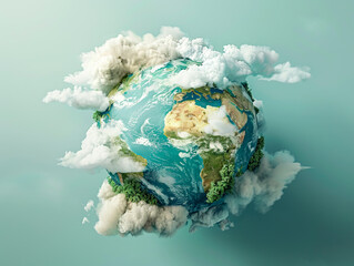 Hyper-realistic 3D Globe Earth from Space in Desaturated Tones - obrazy, fototapety, plakaty