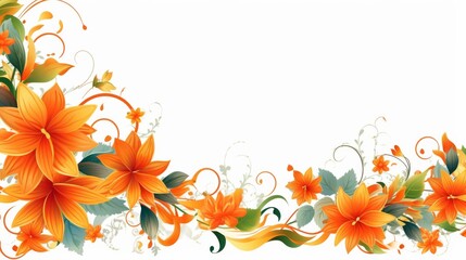 Fototapeta na wymiar Orange flowers for decoration of art frame wallpaper,card on white background