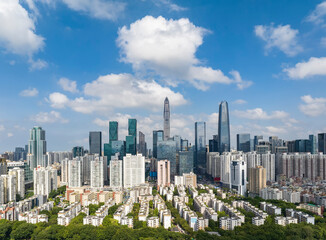 Aerial view of Skyline in Shenzhen city in China - 781906318