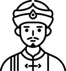 Indian silhouette icon in black color. Vector template design illustration.