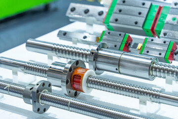 lead screw parts of the CNC machine. The hi-precision part of CNC machine manufacturing process. - 781906559