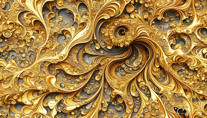 abstrakter Hintergrund einer Marmorierung aus natürlich flüssigen mehrfarbigen Wellen und fantasievollen Mustern in lebendig dynamischen Farbverlauf traumhaft kreativ bunter Textur in gelb grau Gold