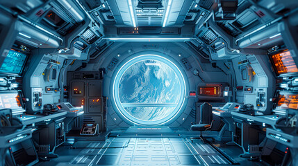 Space Odyssey: Unreal Engine Concept Art of Futuristic Spaceship Interior for Game Environment