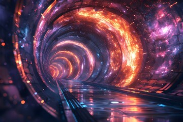 Galactic Spiral: A Vision of Space Colonization. Concept Space Colonization, Galactic Exploration, Futuristic Vision, Sci-fi Concept, Interstellar Travel - obrazy, fototapety, plakaty