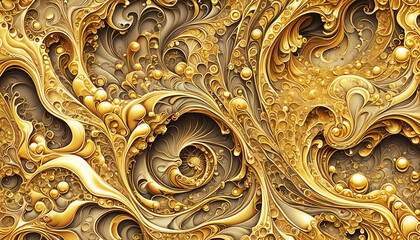 abstrakter Hintergrund einer Marmorierung aus natürlich flüssigen mehrfarbigen Wellen und fantasievollen Mustern in lebendig dynamischen Farbverlauf traumhaft kreativ bunter Textur ingelb Gold