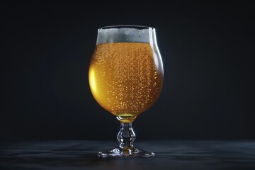 Cold sweaty snifter glass of golden ale beer isolated on black background