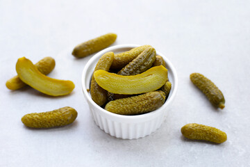 Tasty pickled cucumbers. Fermented vegetables
