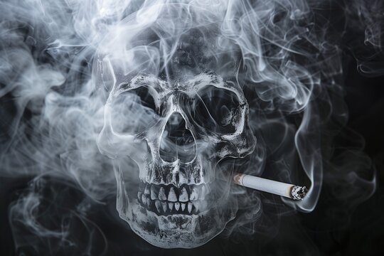 smoking skull with cigarette a stark warning on addiction