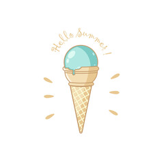 Vector illustration of ice cream hello summer 
