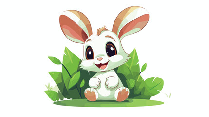Rabbit 2d flat cartoon vactor illustration isolated