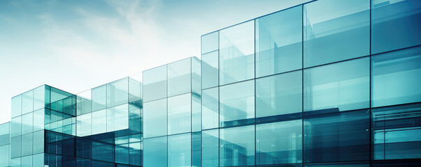 Modern Glass Office Building Under Blue Sky