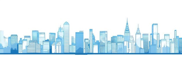Modern City Skyline Panoramic Vector Illustration
