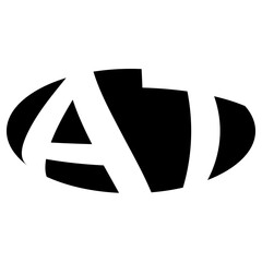 Oval logo double letter A, T two letters at ta