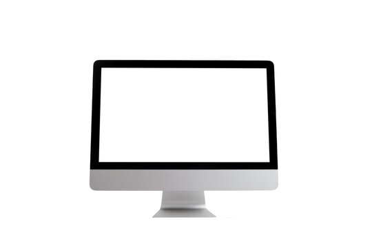 Monitor screen with empty displays isolated background, flat view of computer screen, electronic device for showing detail.