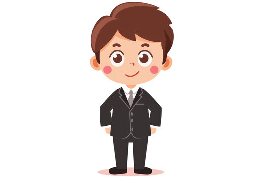 little business man clipart illustration, isolated on white or transparent png