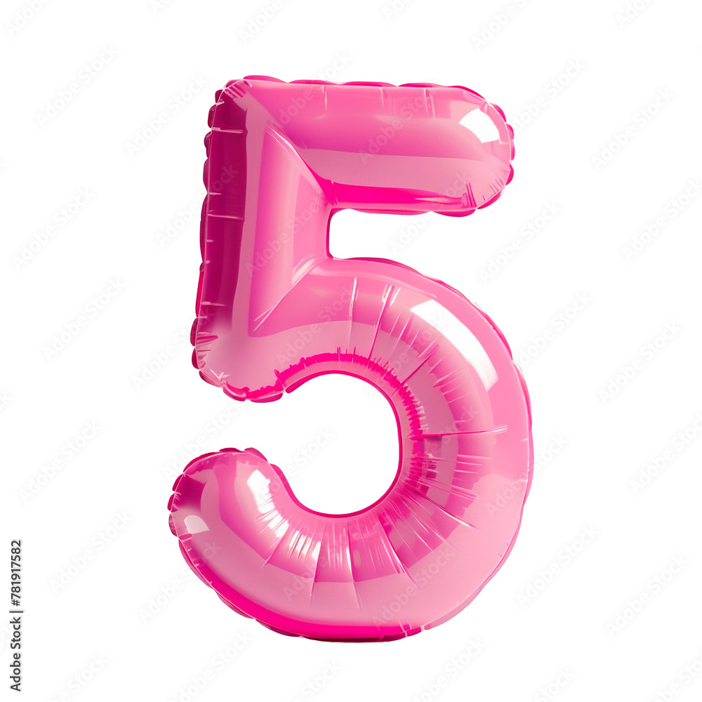 Fototapete photo with an inflatable number in pink color. minimalistic balloon isolated on a transparent backgr