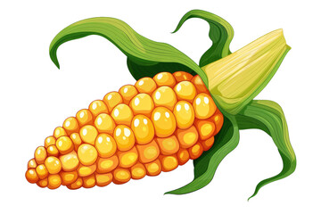 corn cobs, clipart illustration isolated on white or transparent png