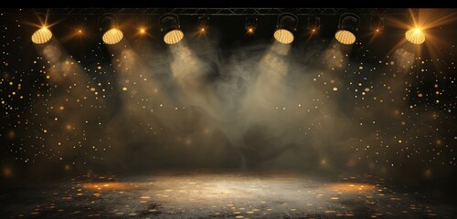 Dramatic Stage with Spotlights and Sparkles Ready for Performance