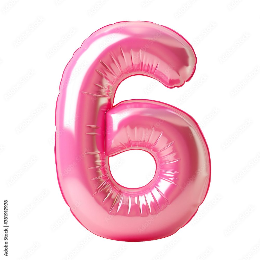 Fototapete photo with an inflatable number in pink color. minimalistic balloon isolated on a transparent backgr