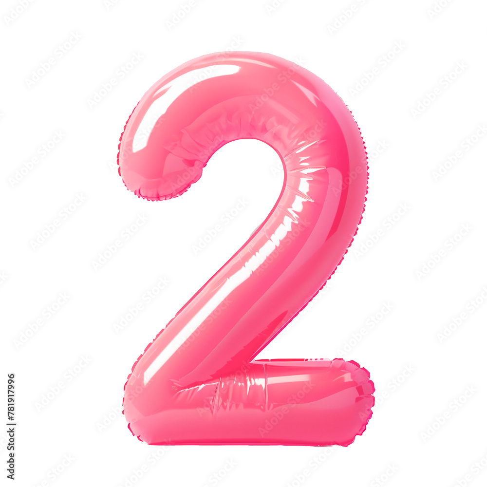 Fototapete photo with an inflatable number in pink color. minimalistic balloon isolated on a transparent backgr