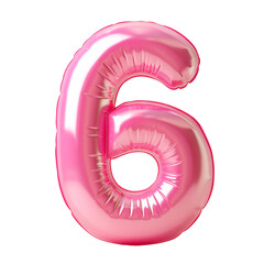 Photo with an inflatable number in pink color. Minimalistic balloon isolated on a transparent background