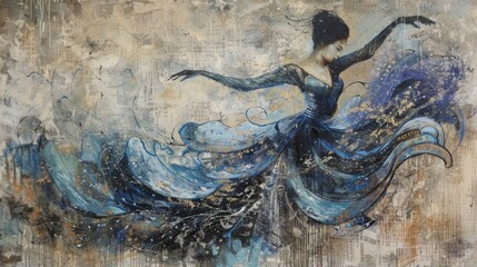 Abstract Dancer in Blue - Dynamic and Artistic Expression