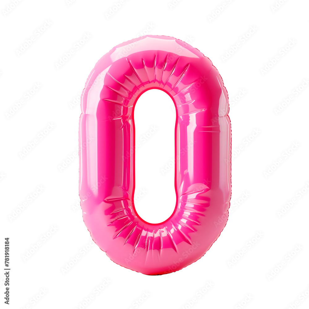 Fototapete photo with an inflatable number in pink color. minimalistic balloon isolated on a transparent backgr