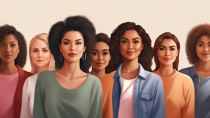 AI generated conceptual illustration, every body is beautiful, anti racism, female harassment - Powered by Adobe