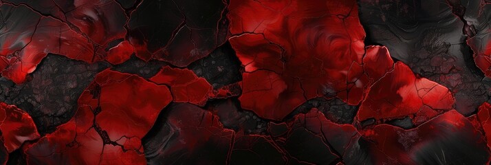 Abstract Red and Black Cracked Surface Texture