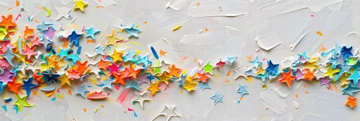 Festive Confetti Scatter on Textured White Surface