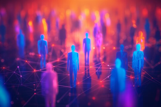 Luminous network of connected figures