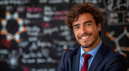 A male teacher Standing in Front of Chalkboard