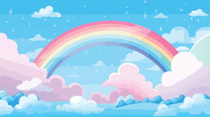 Rainbow and clouds design 2d flat cartoon vactor il - obrazy, fototapety, plakaty