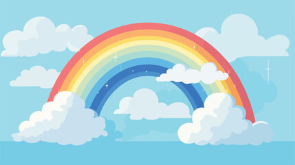 Rainbow and clouds design 2d flat cartoon vactor il