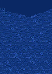 青い波　和風レトロなイラスト背景