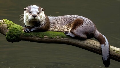 An-Otter-With-Its-Tail-Curled-Around-A-Branch-Usi- 3
