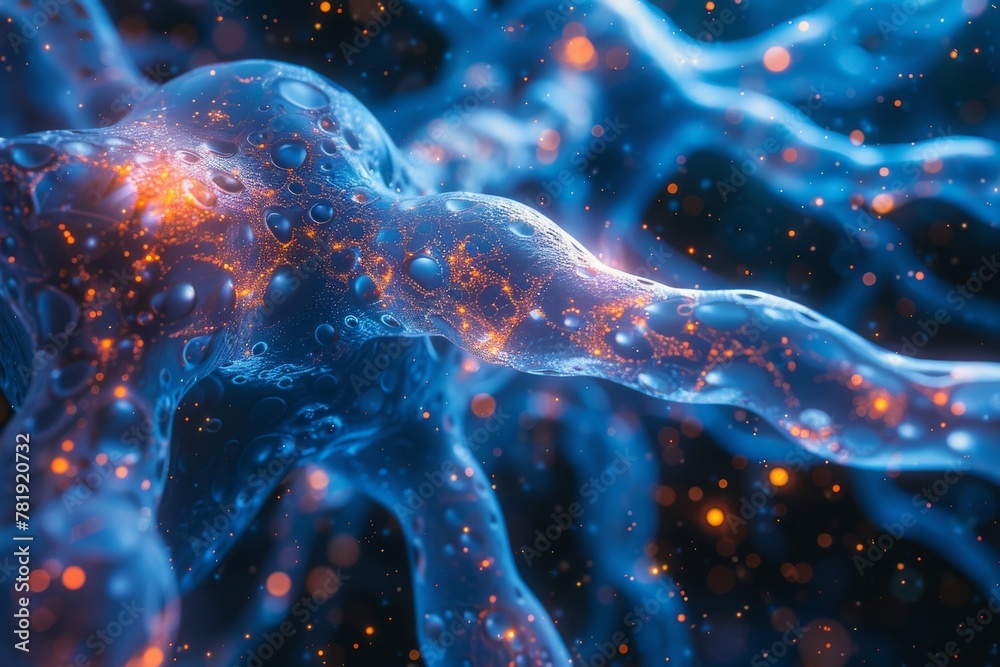 Poster a visually captivating abstract representation of a neural network deeply intertwined in many connec