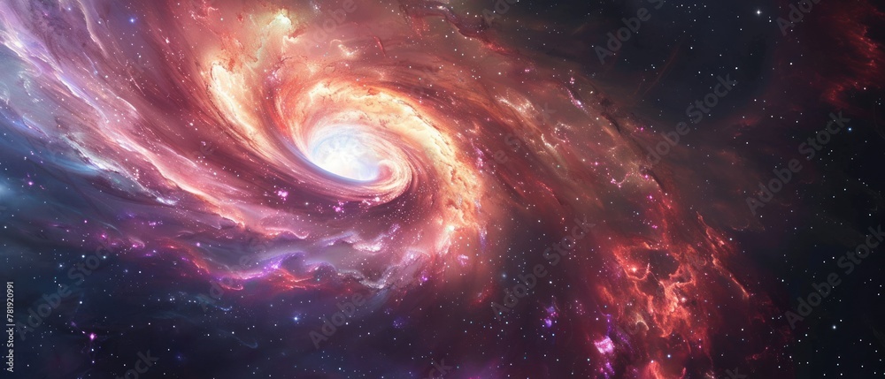 Wall mural a whirlpool of bright red and purple gases in space.