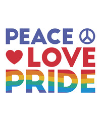 Peace Love Pride Bold Text Rainbow Design