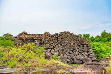 Stone houses and stone piles in the ancient salt fields of Yanding, Danzhou, Hainan, China